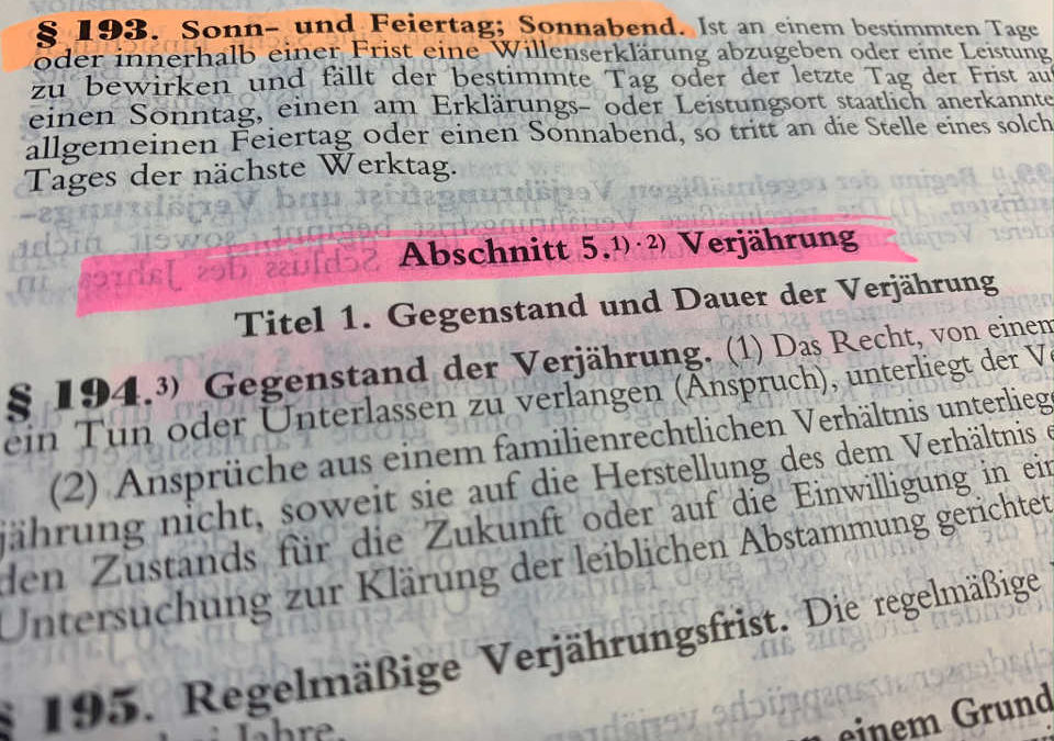 Verjährung von Forderungen